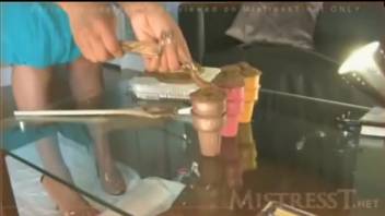 Brown-haired woman crafts a feces-based surprise for her partner